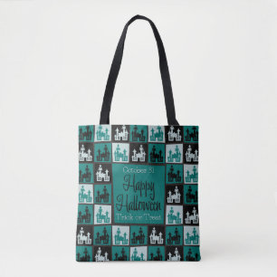 Bolsa Tote Mosaico da casa assombrada do Halloween