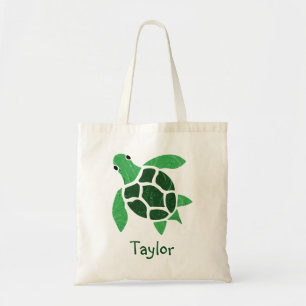 Bolsa Tote Mosaico da tartaruga de mar do verde do jade com