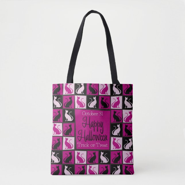 Bolsa Tote Mosaico de gato Halloween (Frente)
