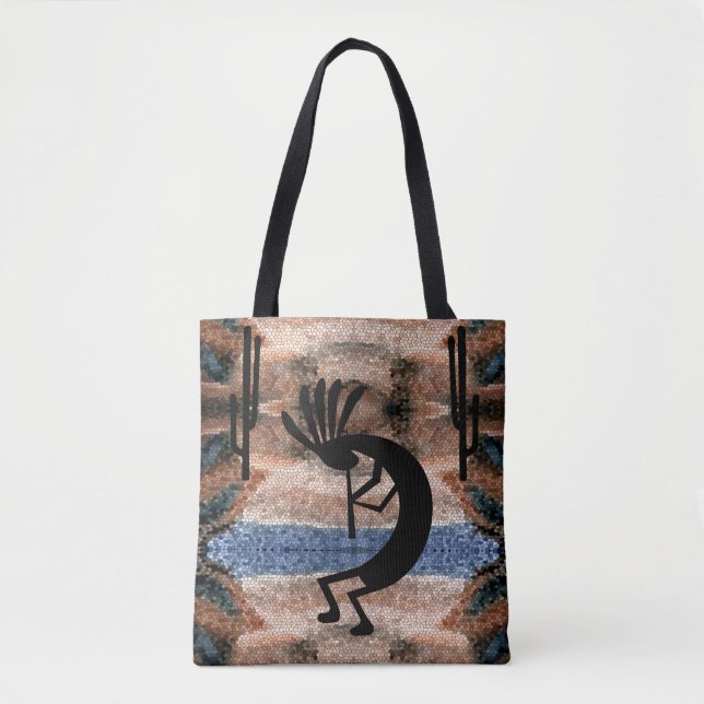 Bolsa Tote Mosaico do Deserto de Kokopelli (Frente)