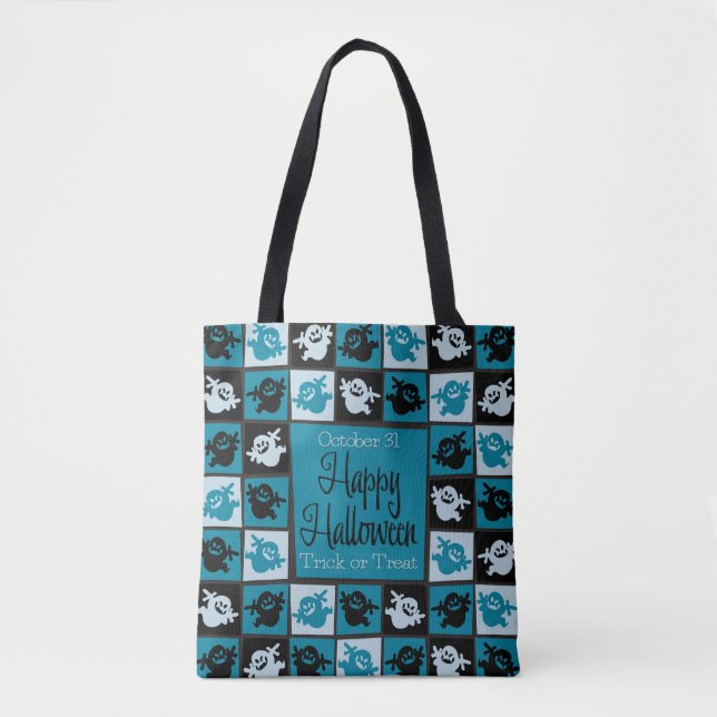 Bolsa Tote Mosaico fantasma do Halloween (Frente)