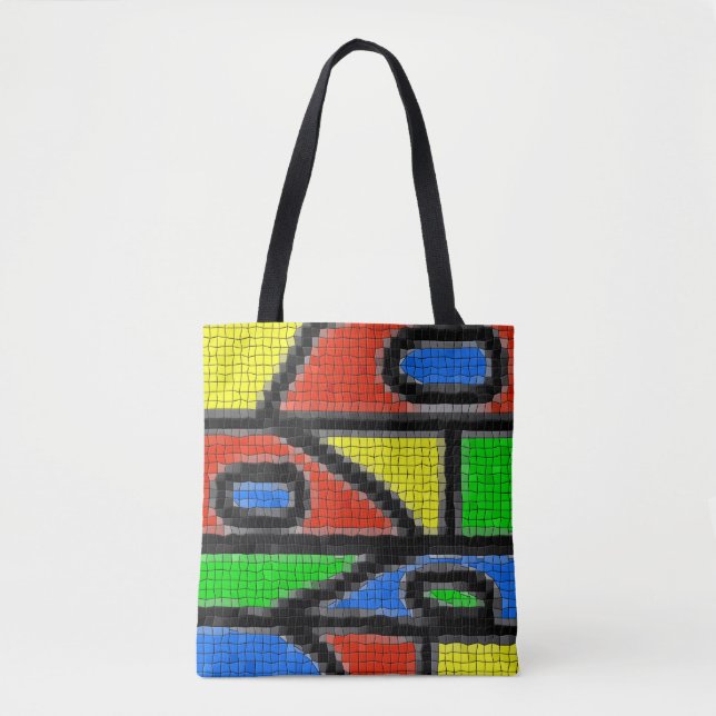 Bolsa Tote Mosaico feito à mão, arte moderna. (Frente)
