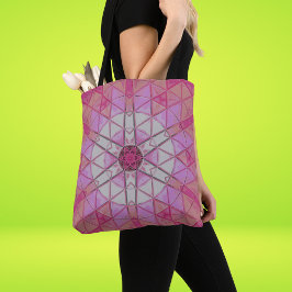 Bolsa Tote Mosaico Flor de Mandala, rosa e branco