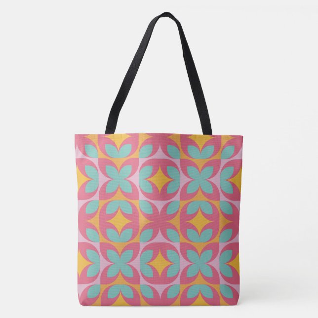 Bolsa Tote Mosaico Floral Retro (Frente)