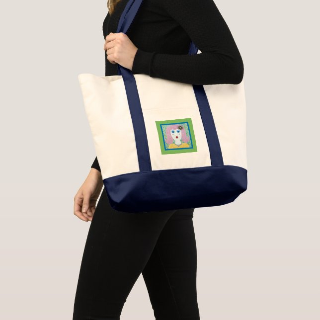 Bolsa Tote Mosaico - Ingrid com Borda Verde e Azul (Frente (produto))