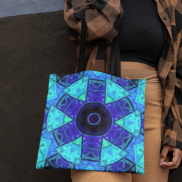 Bolsa Tote Mosaico Mandala Azul e Roxo
