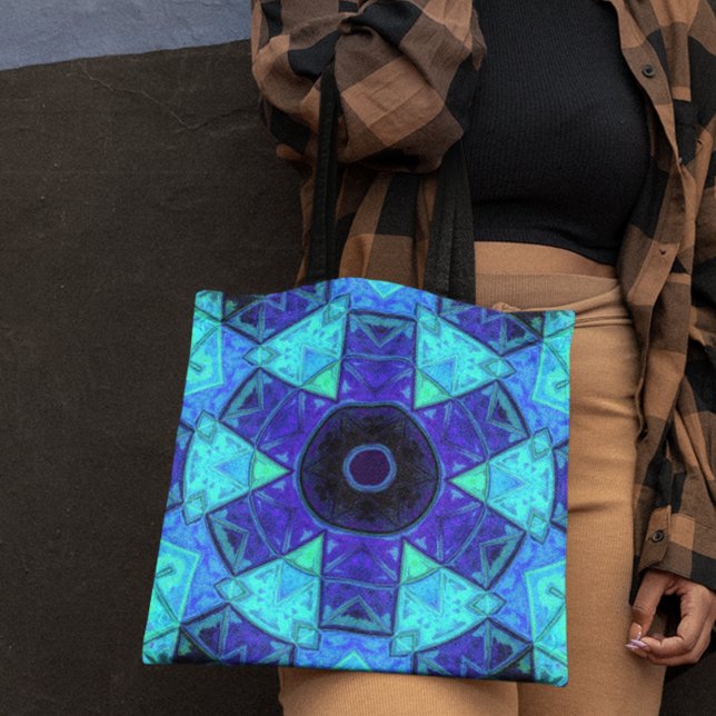 Bolsa Tote Mosaico Mandala Azul e Roxo (Criador carregado)