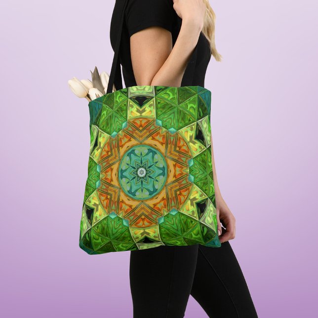Bolsa Tote Mosaico Mandala Laranja e Verde (Criador carregado)