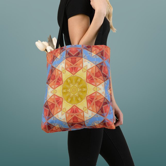 Bolsa Tote Mosaico Mandala Orange Blue e Yellow (Criador carregado)