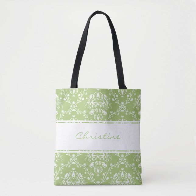 Bolsa Tote Moss Green Damask (Frente)