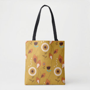 Bolsa Tote Mostarda Floral Moderna de Meio século 70