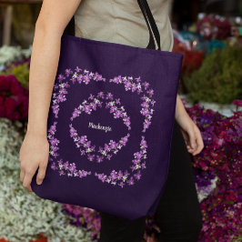 Bolsa Tote Motif de Orquídeas Roxas Personalizadas