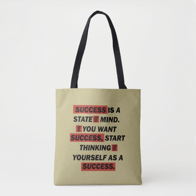 Bolsa Tote Motivação cita sucesso na vida (Frente)