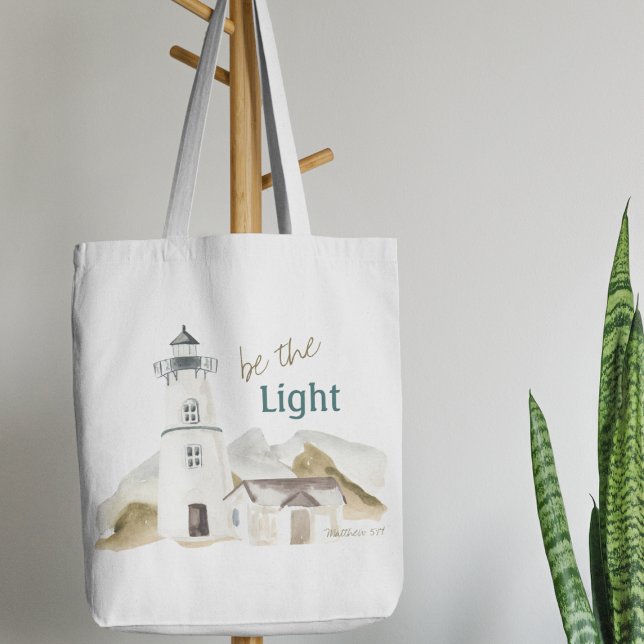 Bolsa Tote Motivação de Aquarela "Seja a luz" (Criador carregado)