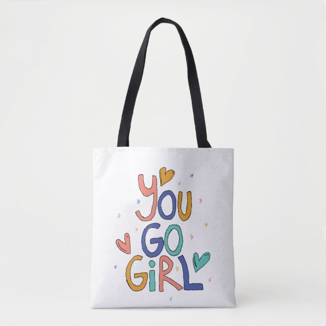 Bolsa Tote Motivação Uma Menina Legal Você Vai Menina Clipart (Frente)