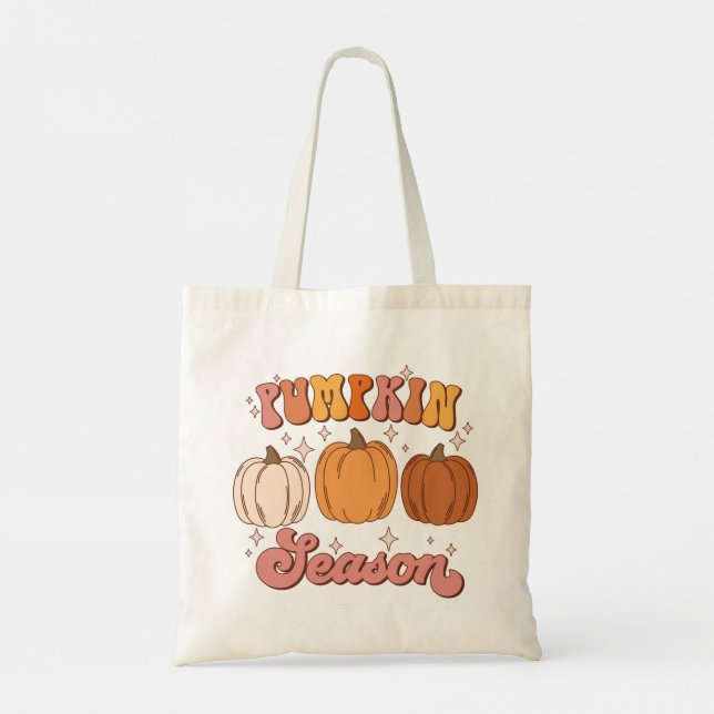 Bolsa Tote Motivo da Pumpkin Retro Cor-de-Rosa e Laranja (Verso)
