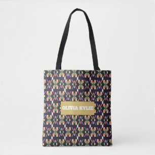 Bolsa Tote Motivo de Bordado de Pixel Songket Tradicional de 