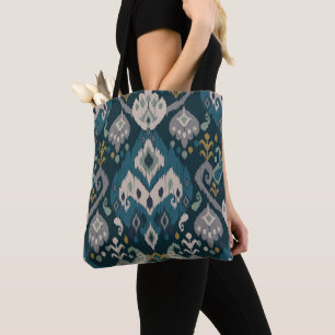 Bolsa Tote Motivos Africano boho paisley padrão Floral Ikat