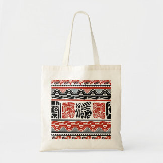 Bolsa Tote Motivos indianos, vermelho-preto, padrão perfeito.