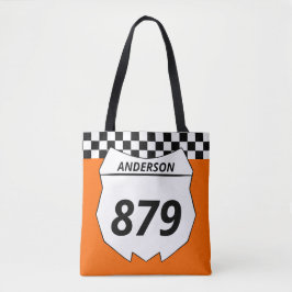 Bolsa Tote Motocross Custom Dirt Bike Number Placa em Laranja