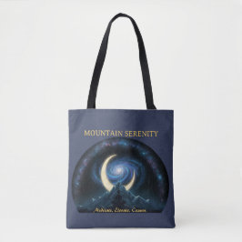 Bolsa Tote Mountain Serenity Cosmic Meditation. Crescent Moon