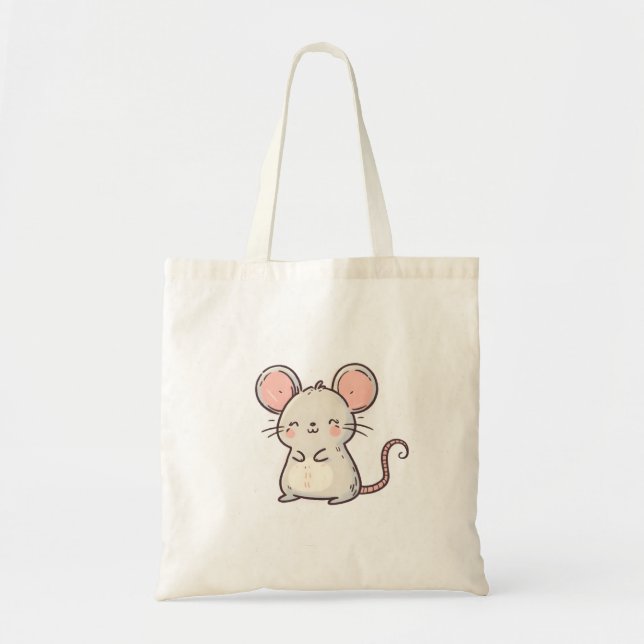 Bolsa Tote Mouse Pastel Adorável - Design de Kawaii Cute (Frente)