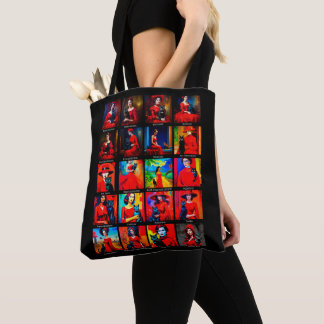 Bolsa Tote Movimentos de Arte Preta de Vestido Vermelho