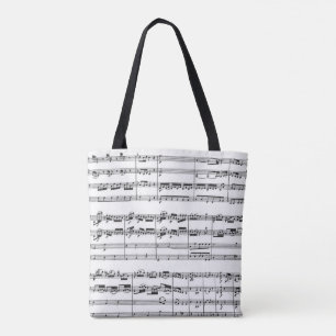 Bolsa Tote Mozart Music apresenta preto e branco