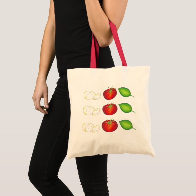 Bolsa Tote Mozzarella Tomato Basil Comida italiana Salada de  (Frente (produto))