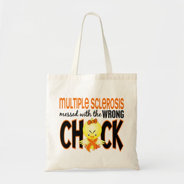 Bolsa Tote MS da esclerose múltipla sujado com o pintinho (Frente)