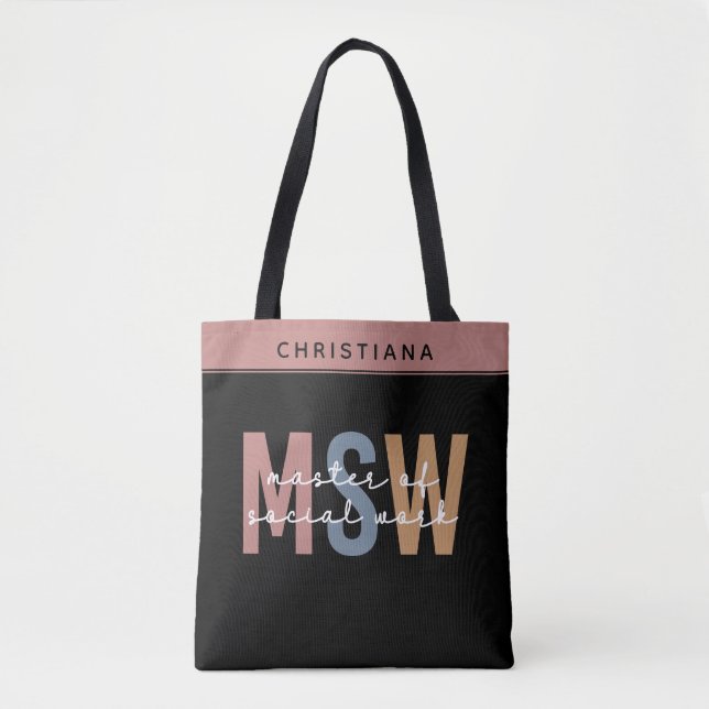 Bolsa Tote MSW Mestre Personalizado de Graduação Retroativa d (Frente)
