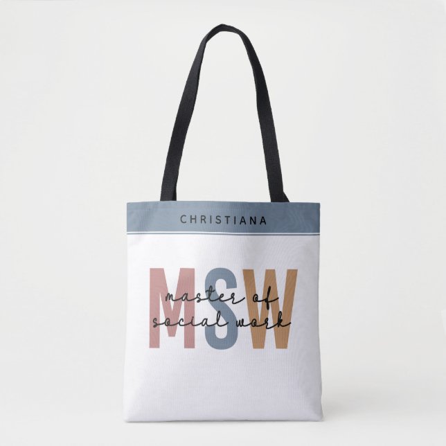 Bolsa Tote MSW Mestre Personalizado de Graduação Retroativa d (Frente)