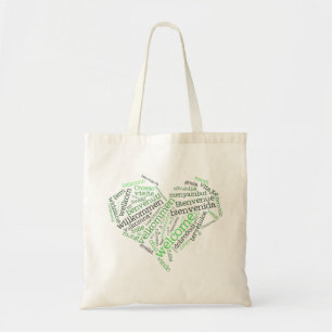 Bolsa Tote Muitas línguas) saco bem-vindo do coração (