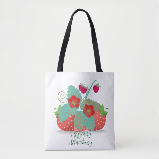 Bolsa Tote Muito Berry Strawberry Trendy Comprando Greenery (Frente)