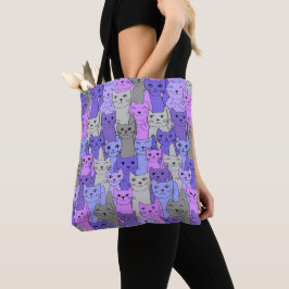 Bolsa Tote Muitos Gatos Roxos - Design Totosfera