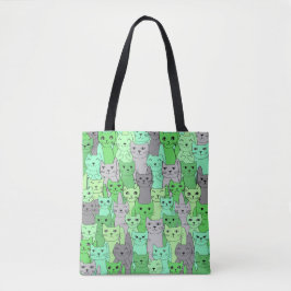 Bolsa Tote Muitos Gatos Verdes - Saco de Design
