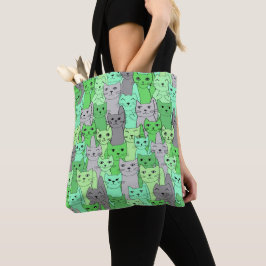 Bolsa Tote Muitos Gatos Verdes - Saco de Design