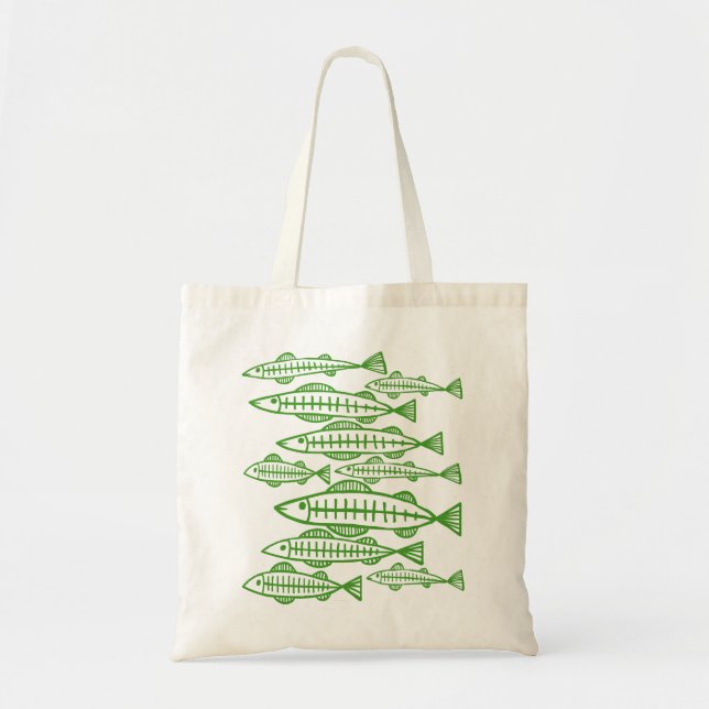Bolsa Tote Muitos peixes - Avocado Verde (Frente)