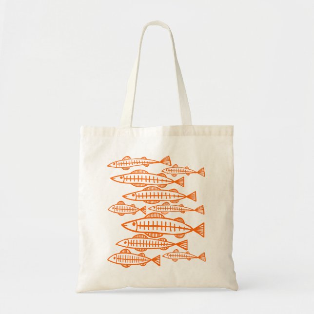 Bolsa Tote Muitos peixes - laranja (Frente)