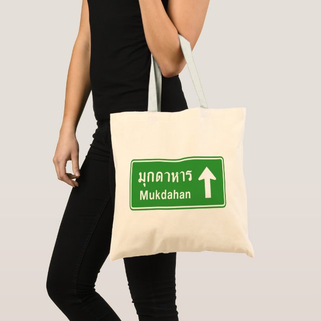 Bolsa Tote Mukdahan ⚠ Sinal de Trânsito Rodoviário Tailandês  (Frente (produto))