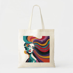 Bolsa Tote Mulher Abstrato Colorida com Arte de Cabelo Fluent