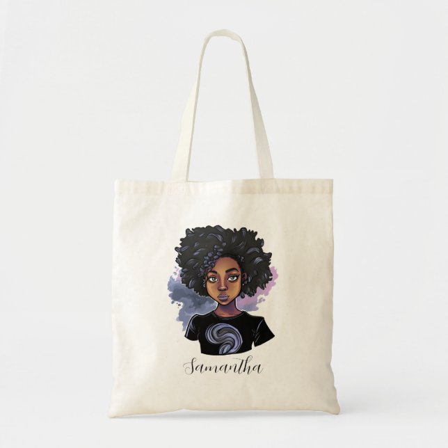 Bolsa Tote Mulher Afro-Americana Personalizada (Frente)
