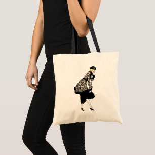 Bolsa Tote Mulher Art Déco Vintage com Casaco Estampado de Le