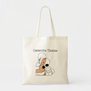 Bolsa Tote Mulher Art Déco Vintage com Flores Usando Chapéu C