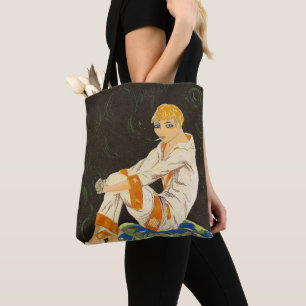 Bolsa Tote Mulher Art Déco Vintage, Fumando por S. Chompre