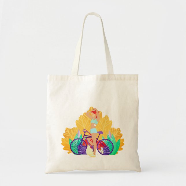 Bolsa Tote Mulher, Bicicleta, Garota (Frente)