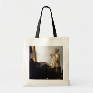 Bolsa Tote Mulher com colar de pérolas, Johannes Vermeer