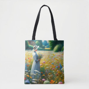 Bolsa Tote Mulher com Flores em uma Casa