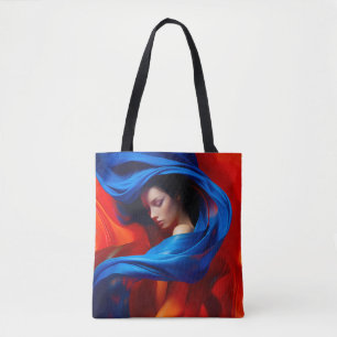 Bolsa Tote Mulher com Véu Azul Cobalto em Laranja