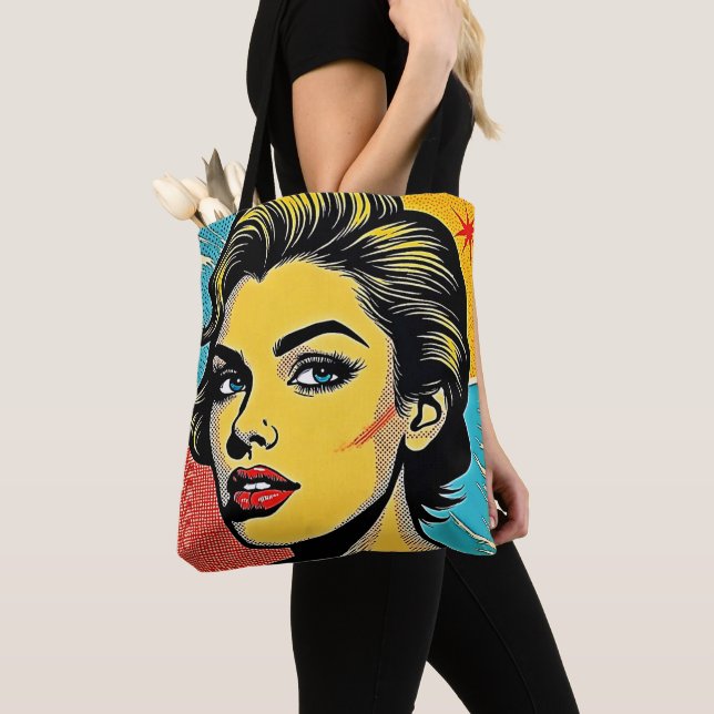 Bolsa Tote Mulher de Arte Pop Ousada Definida (Close Up)